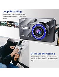 Dash Cam Car Dashboard Camera   Full HD 1080p Car Dashboard Camera, 4 "IPS Screen Dual Angular Lens Car Dash Cam, Sensor G, Grabación de ciclo, WDR, Monitoreo de estacionamiento, Detección de movimiento (Actualización Silver)