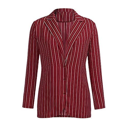 Inverlee Women Fashion Striped Long Sleeve Coat Lapel V-Neck Casual Jackets Tops - Thumbnail 3