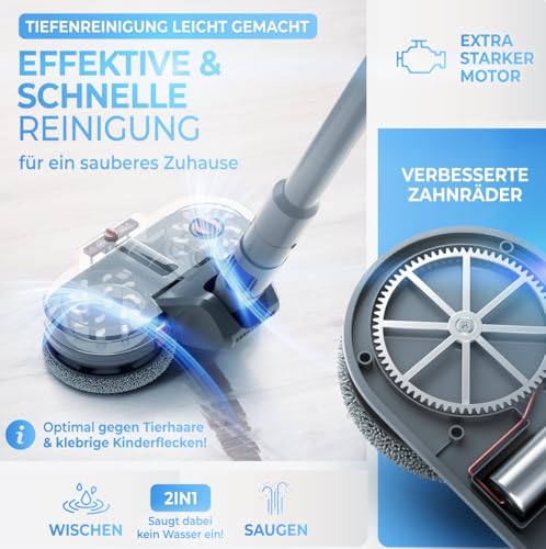 Test Winner - Mop Attachment for Dyson V7/V8/V10/V11/V15/Gen5 - Electric Vacuum Cleaner - Mop Attachment - Wet and Dry Vacuum Cleaner - with Removable Water Tank, Filling Container & 8 Washable Mops