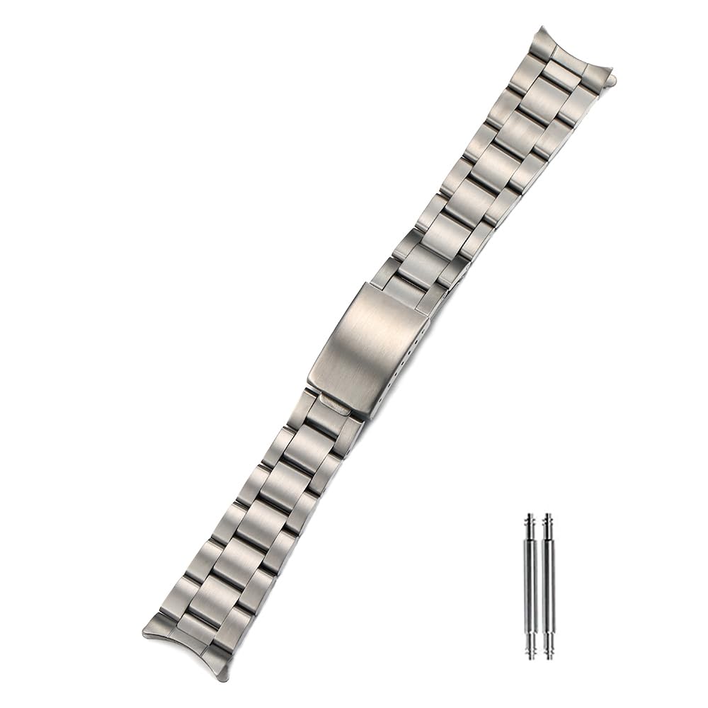 Photo 1 of TOMIYOY Stainless Steel 18mm 19mm 20mm Curved Ends Silver Gold 2 Tone Gold Watch Band Watch Strap Replacement Bracelet (19mm, Silver)