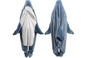 inkArts Shark Blanket Hoodie Onesie Adult & Kid, Wearable Shark Blanket, Shark Sleeping Bag, Soft Cozy Shark Onesie Costume