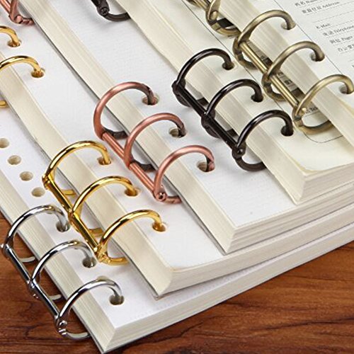 Exttlliy 10Pcs Metal Loose Leaf Binder 3-Ring Binding Rings Book Binding Spines Combs DIY Notebook Photo Album Rings (Antique Bronze) - Thumbnail 3