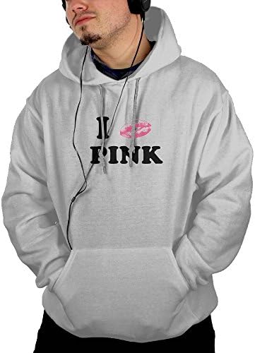 Liurenzheng I Love Pink Mens Hip Hop Basic Lightweight Pullover Hoodie Jacket