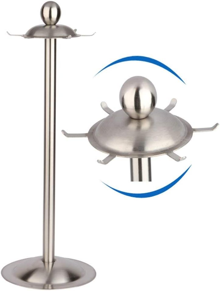 Matt Finish Stainless Steel Kitchen Utensil Holder/Utensil organizer/360 Degrees Swiveling Kitchen Holder/Carousel Holder/Utensils Hanger with Floating Head/six Hooks (Silver)