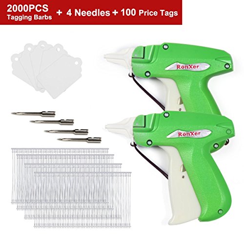 RonXer Clothes Tagging Gun(2 Pack) with 2000 2" Attachments and 4 Needles 100 Price Tags,Standard Price Tag Gun Kit for Consignment Sale Family Yard Sale Garage Sale