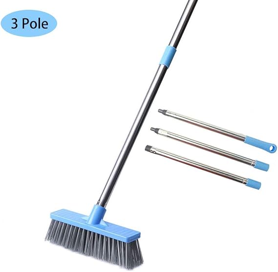Long Handled Floor Scrub Brush with Adjustable Stainless Steel Handle