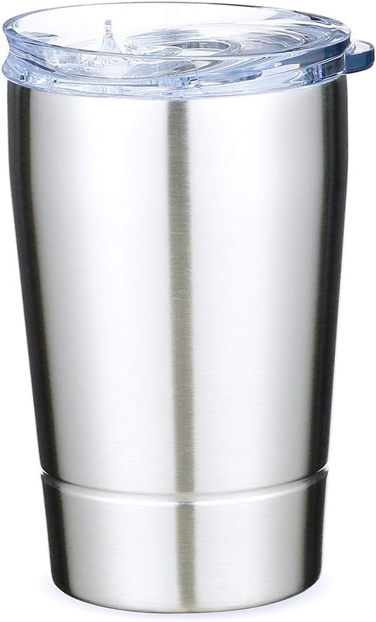 Colorful PoPo Toddler and Kids Sippy Cup Insulated Tumbler with Lid, Double Wall Stainless Steel (Silver, 12 Oz)