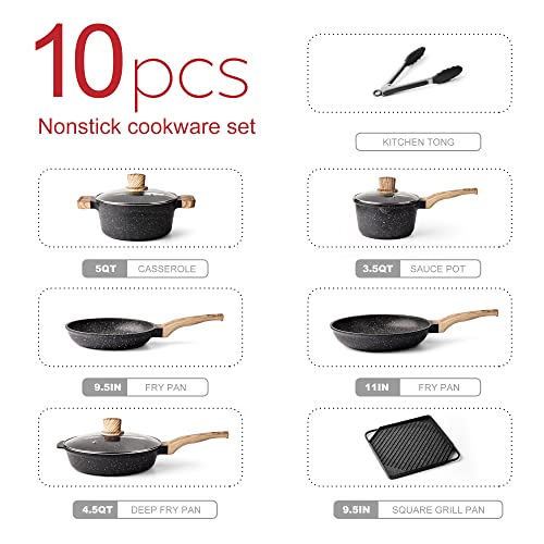 Pots and Pans Set Caannasweis Kitchen Nonstick Cookware Sets Granite