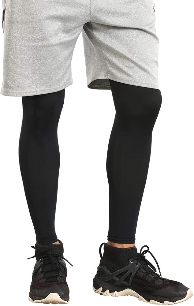 Compression Leg Sleeves - Basketball Full Length Leg Sleeves for Men, Women, Youth - UPF 50 UV Protection: Clothing