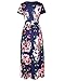 OUGES Women's V-Neck Pattern Pocket Maxi Long Dress(Floral-7,S) Red Flowers