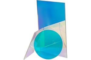 Kcgani 3pcs Clear Acrylic Board Photo Background Props, Geometric Transparent Acrylic Mirror Reflection Board, Rectangle Round Square Posing Props for Micro Scene Shooting (Iridescent Acrylic)