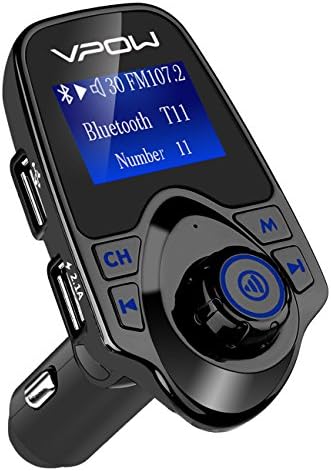 FM Transmitter Bluetooth FM Transmitter for Car VPOW FM Transmitter Car Radio Kit 1.44 Inch Display Dual USB Car Charger Hands Free Calling MP3 Player Micro SD Card and TF Card reader USB Flash Drive
