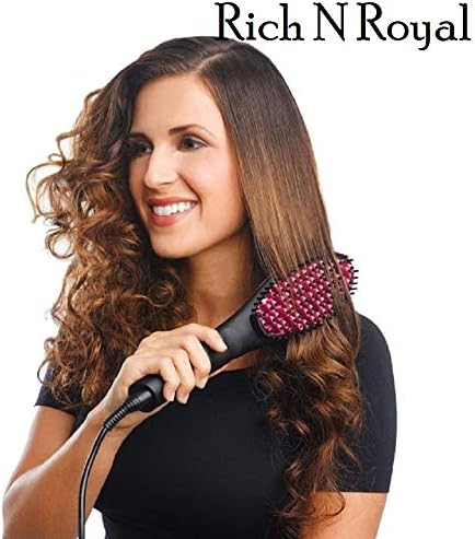 Buyerzone Rich N Royal Simply Ceramic Straight Hair Straightener Brush (Black)