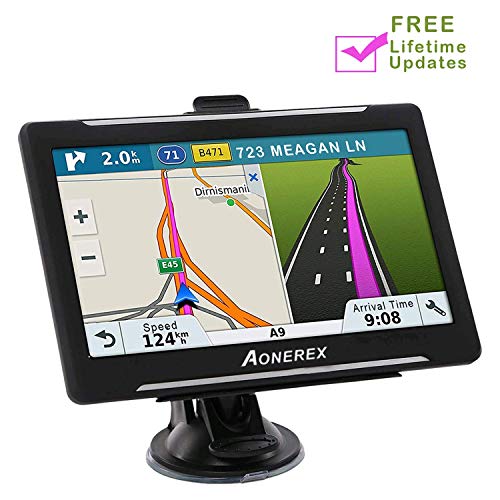 GPS Navigation for Car, Aonerex 7 inch HD 8GB&256MB GPS Navigation System,Spoken Turn- to-Turn Traffic Alert Vehicle Car GPS Navigator,Lifetime Free Map Updates