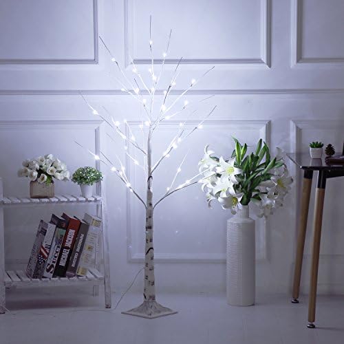 Bolylight Birch Tree 4ft 48L LED Lighted Brich Tree for Christmas Decorations for Home Bedroom Party Wedding Office Indoor and Outdoor White