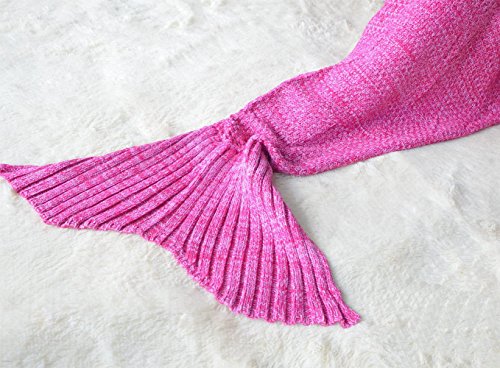 Mermaid Tail Blanket for Adults / Teens by AIQI - Feet Go in Fins - All Season Knitted Soft Cozy Sofa Bed Sleeping Bag, Ideal for a Gift (70.8 34.5 inch) (Pink)
