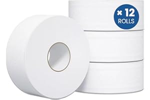 CLENE PACK Mini Jumbo Toilet Paper Roll – 3-Ply, 12×440ft Rolls, 850 Sheet per Roll, 8.8in Diameter (1 Mini Jumbo = 3 Mega Ro