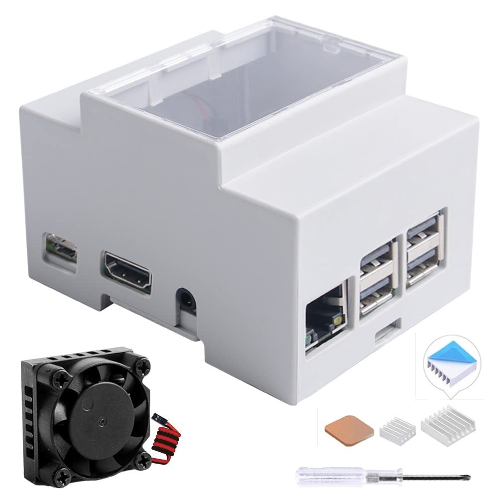 GeeekPi Case for Raspberry Pi 3B+/3B on DIN Rail - Modular Box for Electrical Panels,Raspberry Pi 3 Case with Fan,Raspberry Pi Heatsink for Raspberry Pi 3B+/3B