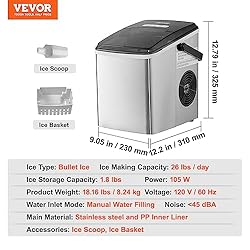 VEVOR Countertop Ice Maker, 26lbs in