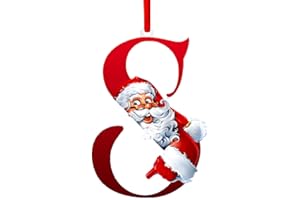 MUISED Christmas Decorations Personalized 26 Letter Tree Ornments Santa Claus Ornments Monogram Initial Letter S Tree Ornments Alphabet Christmas Ornaments Hanging Name Word Red Santa Christmas Tree Ornament