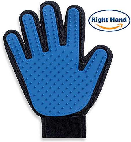 Pet Grooming Glove - Gentle Deshedding Brush Glove - Efficient Pet Hair Remover Mitt - Pet Glove Massage Magic Hair Remover - Perfect for Dogs &amp; Cats with Long &amp; Short Fur (Red)
