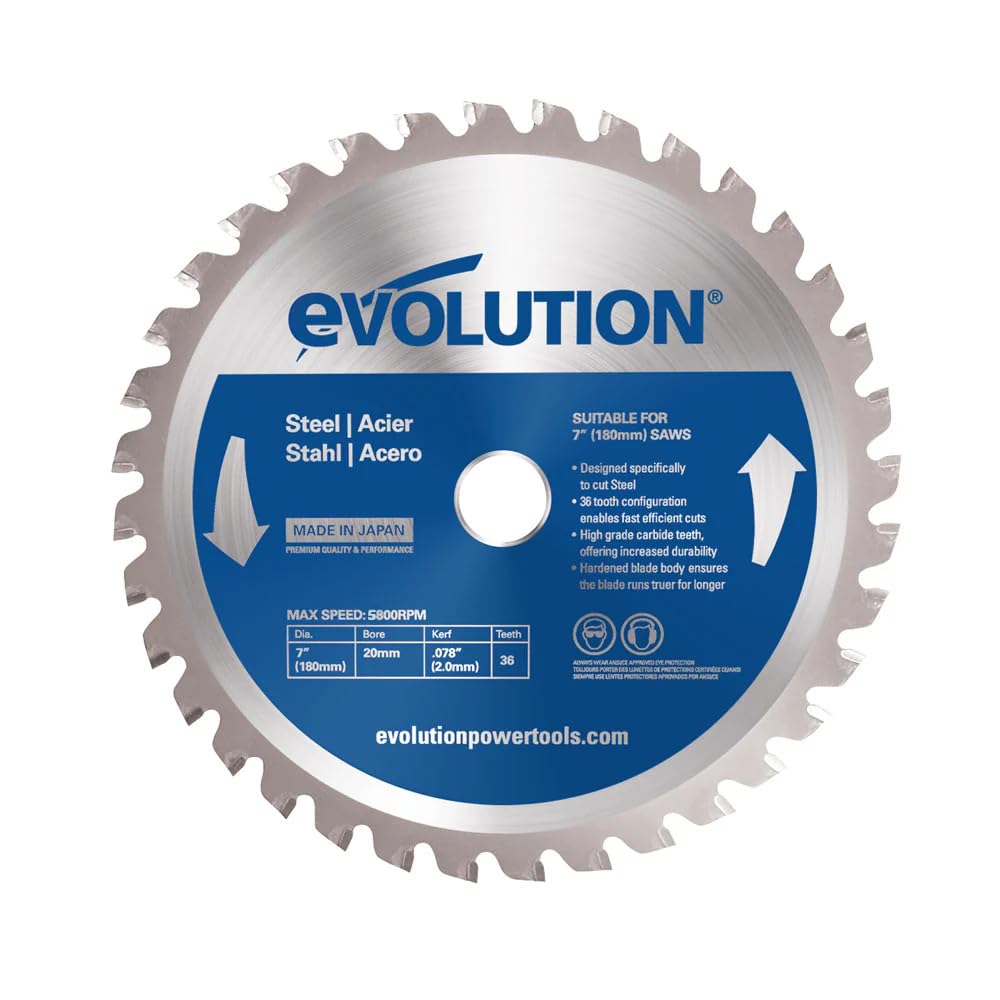 Evolution Power Tools 180BLADEST Mild Steel Carbide-Tipped Blade, 180 mm,Silver