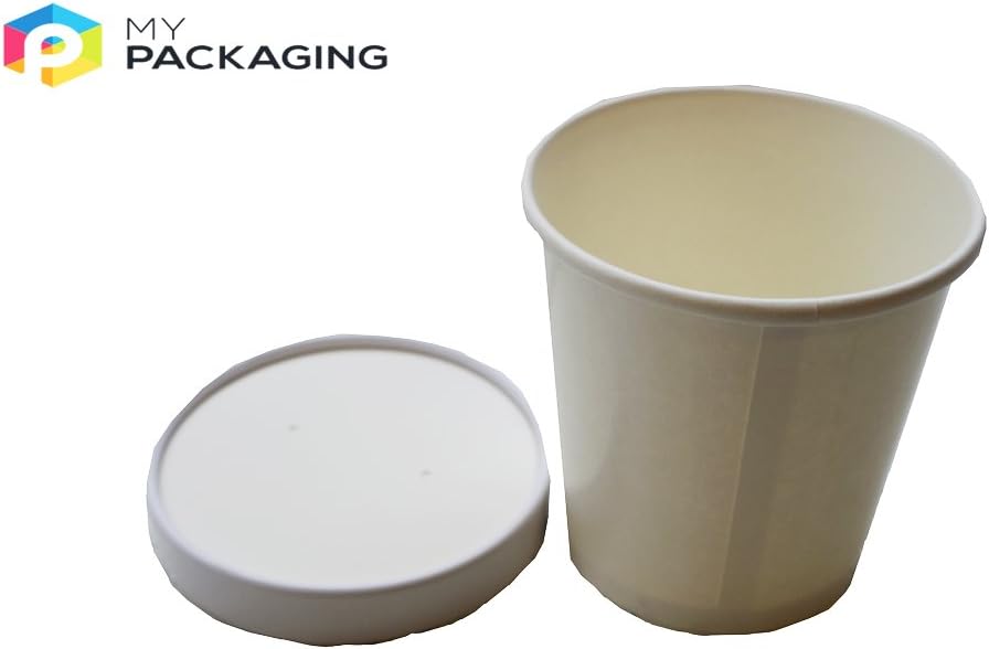 Well Made Premium Paper Soup Cup 16oz (100pcs with Lids)