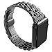 PUGO TOP Band Compatible for Apple Watch Series 10 9 8 7 Ultra 2/Ultra Series 6 5 4 3 SE iWatch iPhone Watch Link Band Loop Stainless Steel for Men Women (42/44mm/45mm/49mm, Matte Black + Glossy Black)