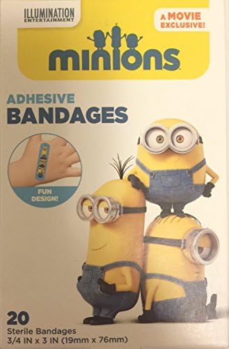 Adorable Despicable Me Shaped Adhesive Bandages 3 Boxes (60 ct total) For Kids Featuring Minions | Latex Free, Protective Antibacterial Pad | Made In The USA