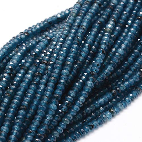 Perlin Gemstone Beads Agate Stone 4 mm Marine Blue 30 Pieces Faceted Rondelle Gemstones Semi-Precious Stone Jewellery Beads Gemstone