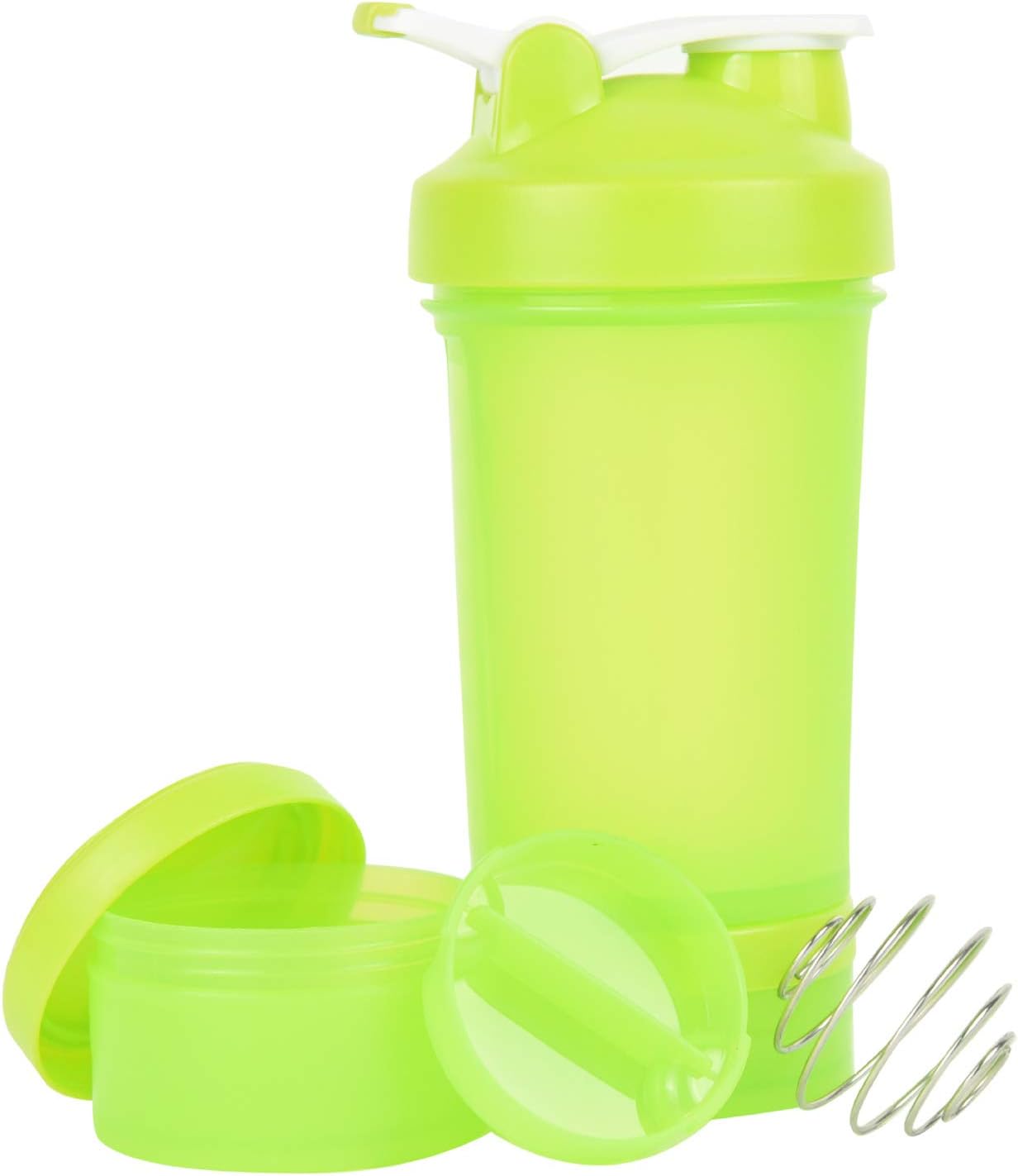 Liorah Protein Shaker Bottle with 2 Containers,Fitness Cup for Shakes Bottle BPA Free Sports Leakproof Bottle (16 oz,green)