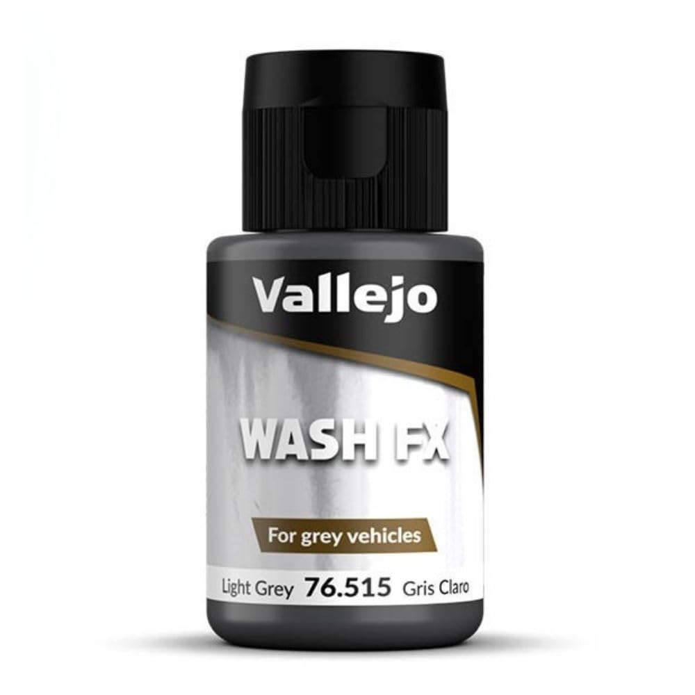 Vallejo Wash FX Light Grey Acrylic Paint for Easy Shadow and Highlight Effects, 18 ml for Model Making and Miniatures