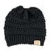 GuGio Women's Ponytail Messy Bun Knite Beanie Winter Warm Stretch Hat Skull Cap
