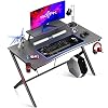 MOTPK Gaming Desk 39 Inch, Computer Desk with Monitor Shelf, Gaming Table Carbon Fiber Coated, Gift Ideas, Gamer Desk…