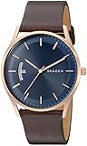 Skagen Men's Holst Quartz Stainless Steel and Leather Casual Watch, Color: Rose Gold-Tone, Brown (Model: SKW6395)