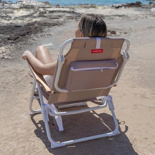 - Levar 2 cadeiras dobráveis para praia ou campismo - reclinável em 5 posições - bolso isolado a frio - bolso para telemóvel - pegas para mochila - almofada ergonómica - alumínio e têxtil