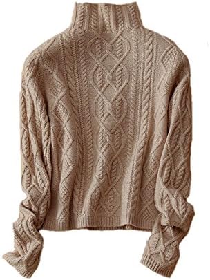 The Lady Of Autumn and Winter Half Cashmere Sweater Short Thick Cashmere Sweater (X-Large, Camel)