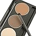 CCbeauty 3 Color Eyebrow Powder with Brush and Mirror Kit Eyebrow Concealer Cream Waterproof Brow Makeup Contour Palette,Light Brown