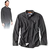 Orvis Tech Chambray Long Sleeve Men's Work Shirts - Lightweight Quick-Drying UPF 40 Chambray Fabric Casual Men's Shirts