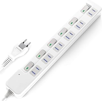 Amazon Saybour 電源タップ 雷ガード 個別スイッチ 節電タップ おしゃれ省エネ Acコンセント 6個口led Pse認証済 延長コード 3m ホワイト Saybour 電源タップ 通販