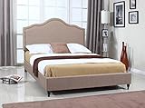 Home Life Cloth Light Brown Linen 51" Tall Headboard Platform Bed with Slats Queen - Complete Bed 5 Year Warranty Included 009 ()