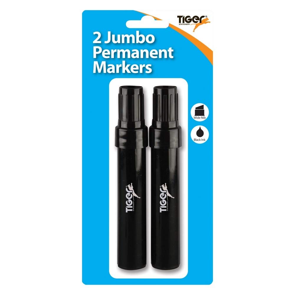 Tiger Stationery Jumbo Permanent Marker Pen Set (Pack of 2) (One Size) (Black)