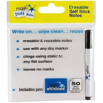 Magic Whiteboard Sticky Note Pad White 50 Sheets (4
