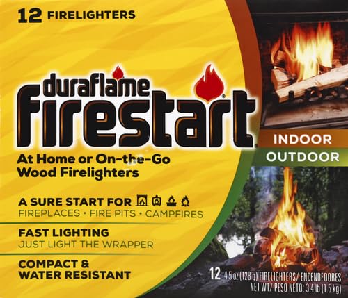 DURAFLAME FIRESTART INDOOR/OUTDOOR FIRELIGHTERS, 12 PACK , YELLOW
