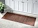 mDesign Long Bamboo Rectangular Spa Bath Mat/Runner Rug with Fabric Trim - Water Resistant - for Bathroom Vanity, Bathtub/Shower, Entryway - 60