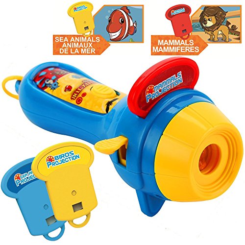 7TECH Projector Toy Flashlight Baby Sleep Bedding Story Toy Animal Slide for Kids(Blue & Yellow)
