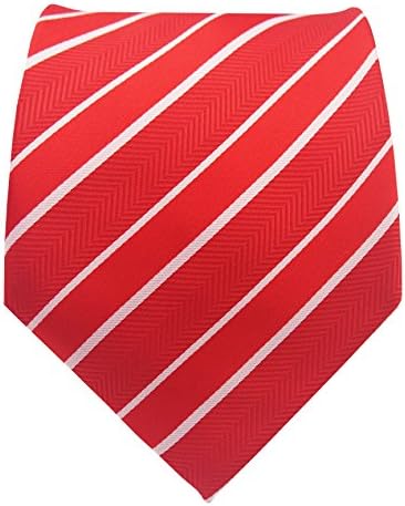 PilotMan Simple Mens Twill Streak Silk Neckties (Red &amp; White)