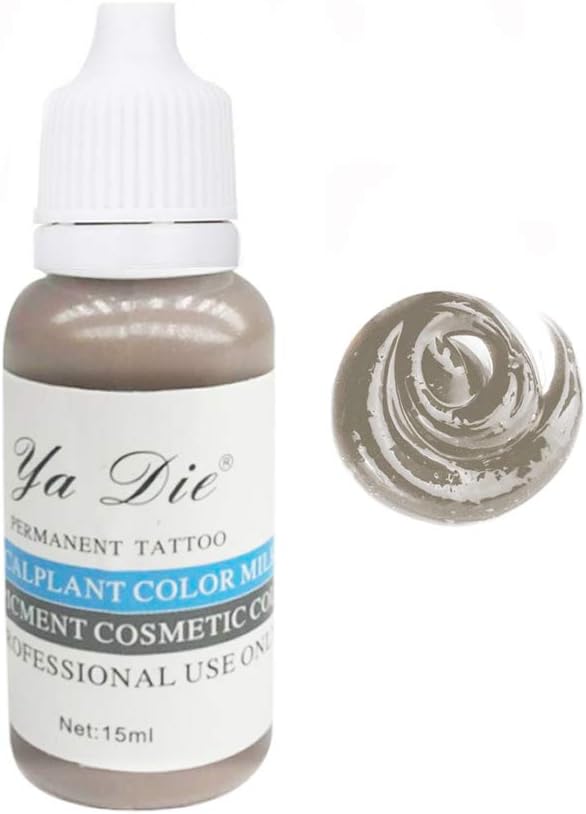 1/2 Oz. Permanent Makeup Microblading Pigment Tattoo Ink Eyebrow Lips Lasting Color Body Tattoo Art (soft ash)