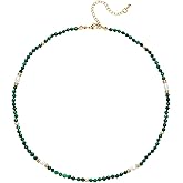 JEMUALE Green Beaded Necklace for Women Green Stone Malachite Necklace Boho Bead Choker Necklace Dainty Jewelry