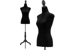 PAYLESSHERE Mannequin Torso Manikin Dress Form Height Adjustable Female Mannequin Dress Model Display Torso Body Tripod Stand Clothing Forms (Black, 50-63 Inches)
